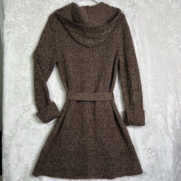 Women's Sz L Wool Cardigan Expresses Button Hooded Tunic Cozy Warm Stylish - Picture 4 of 13